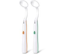 ACWOO Espejo Dental con Luz LED, 2 Piezas Espejo de Inspección dental, Espejo Bucal, Espejo Dental de Boca Oral, Espejo Anti-Niebla Oral, Espejo para Dientes de Cuidado Dental Oral, Naranja y Verde
