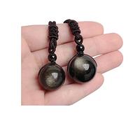 Acxico 2 collares con colgante de obsidiana dorada de obsidiana de ojo arcoíris para mujeres y hombres (tipo 1 de 18 mm + tipo 2 de 20 mm)