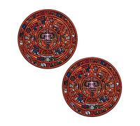 Acxico 2 parches de calendario maya del juicio final, bordados, para planchar, azteca, piedra del sol