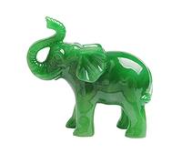 Acxico - Estatua de Elefante de la Suerte de Feng Shui Verde Jade para decoración del hogar