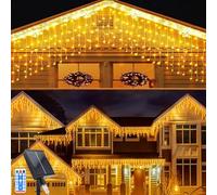 Acxilexy Cortina Luces Navidad Exterior, 5 * 0.8 M 128 LEDs Cortina de Luces con 8 Modos, Impermeable Luz de Carámbano, Control Remoto, Guirnaldas Luminosas para Ventana Patio Balcón Boda Navidad