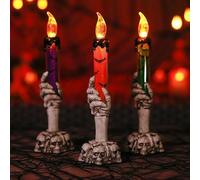 Acxilexy Paquete de 3 Velas LED Sin Llama para Halloween con Pilas, con Forma de Mano de Esqueleto, Parpadeantes y Espeluznantes, Para Decoración de Fiestas de Halloween