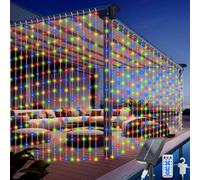 Acxilexy Solar Cortina de Luces Exterior, 3M*3M 300 LEDs Cortina Luminosa, 8 Modos, Impermeable Cobre Guirnaldas de Luces, Luces de Cortina para Fiestas, Navidad, Balcón, Bodas Decoración