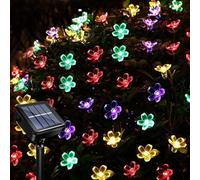 Acxilexy Solares Cadena de luces Exterior, 7M 50LED Flores Guirnaldas Luminosas, 8 modos Sakura Flores Cadena de Luces, Impermeables Luces de Hadas Flor Solar para Jardín Navideña Decoración
