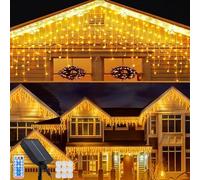 Acxilexy Solares Guirnaldas Luces Carámbano Exteriores, 10 M 336 LEDs Luces Navidad con 8 Modos, Impermeable Guirnaldas de luce Cortina para Courtyard Navidad, Fiesta, Jardín