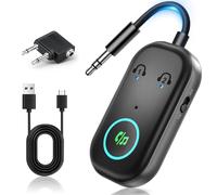 Acxilexy Transmisor Bluetooth 5.3 para Coche, Adaptador de 2 en 1 para 2 Auriculares, Conexión AUX 3.5 mm, Compatible con Smart TV, PC, Móvil y Sistemas de Sonido