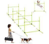 ACXIN Agility - Juego de obstáculos para entrenamiento de perros con 4 barreras, equipo de agilidad para perros, fácil de transportar, altura ajustable, incluye bolsa, 104 x 70 x 101 cm, color verde