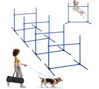 ACXIN Agility - Juego de obstáculos para entrenamiento de perros con 4 barreras, equipo de agilidad para perros, fácil de transportar, altura ajustable, incluye bolsa, 104 x 70 x 101 cm, color azul