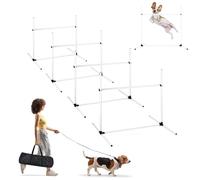 ACXIN Agility - Juego de obstáculos para entrenamiento de perros con 4 barreras, varillas de slalom, equipo de agilidad para perros, fácil de transportar, altura ajustable, incluye bolsa, 104 x 70 x
