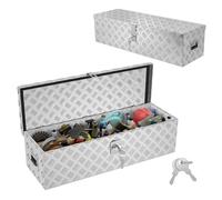 ACXIN Caja de almacenamiento Alubox 990x330x254 mm, caja de herramientas de aluminio con cerradura y 2 llaves, caja de lanzas robusta y con cierre para el remolque, estable e impermeable (plata)