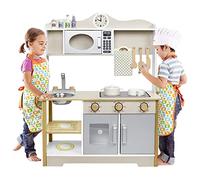 ACXIN Cocina Infantil de Madera para Niños, Juego de Juguetes de Cocina con Accesorios de Cocina Infantiles Incluye Accesorios como Microondas Horno Fregadero Utensilios de Cocina y Especias