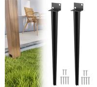 ACXIN Juego de 2 casquillos de suelo para postes de madera, 70 cm, galvanizados para clavar, con punta, para cercas, privacidad, pérgolas y todos los proyectos de jardín, color negro