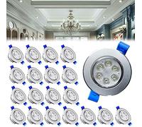 ACXIN Juego de 20 focos LED empotrables de 3 W, de aluminio, para baño, cocina, muebles (blanco frío)