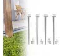 ACXIN Juego de 4 casquillos de suelo para postes de madera, 50 cm, galvanizados para clavar, con punta, para cercas, privacidad, pérgolas y todos los proyectos de jardín, color plateado