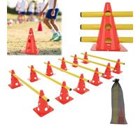 ACXIN Juego de 6 obstáculos para entrenamiento de coordinación para niños y perros, 12 conos y 6 barras, cono multifunción, altura: 32 cm, barra: 100 cm