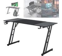 ACXIN Mesa para videojuegos, 160 x 60 cm, mesa de ordenador con gancho para auriculares y soporte para bebidas, construcción en forma de Z, diseño ergonómico, escritorio de gaming, fibra de carbono