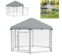 ACXIN Perrera para perros para exteriores con toldo y puerta con cerradura, 210 x 185 x 150 cm, resistente a los rayos UV y al agua, tejido Oxford 420D y tubos galvanizados, parque para perros