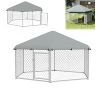 ACXIN Perrera para perros para exteriores con toldo y puerta con cerradura, 280 x 250 x 165 cm, resistente a los rayos UV y al agua, tejido Oxford 420D y tubos galvanizados, parque para perros