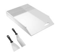 ACXIN Plancha de acero inoxidable, 30 x 20 x 4 cm, con canaleta de aceite, accesorio universal para barbacoa, placa de fuego para barbacoa de gas, parrilla de carbón, carro de barbacoa, incluye 2