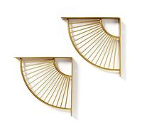 ACXZ Escuadra Estanteria Art Deco de 20/30 cm, estantes flotantes de Pared de diseño Dorado, Soporte de Pared en Forma de Abanico para decoración del hogar, organización, Juego de 2