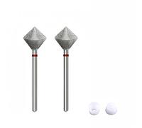 Acycoin2A - 2 brocas de diamante de rombo de 10 mm, vástago de 3/32 pulgadas, cabezal de pulido de uñas, cortadores de manicura, accesorios de taladro eléctrico, herramientas de fresado de uñas (fino)