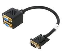 AD-0020-BK Distribuidor Conector VGA x 2, Enchufe VGA 0,2m Negro ABS LANBERG