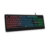 AD ADVANCE GTA220: Teclado Gaming 105 teclas silenciosas Tipo Chocolate, Retroiluminación RGB Rainbow Brillo Ajustable, 12 Teclas Atajos Multimedia, Ajustable en Altura