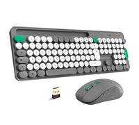 AD Advance PEP'S, juego de teclado y ratón inalámbrico, teclas redondas y clics ultra silenciosos, conexión inalámbrica de 2,4 GHz, diseño de máquina de escribir, teclado digital, soporte para