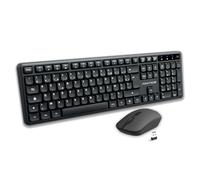AD ADVANCE SilentKeys, Pack Teclado y Ratón Inalámbricos Silenciosos para PC y Mac, Teclado AZERTY 105 Teclas, 12 Atajos Multimedia, Altura Ajustable, Ratón 1600 DPI, Dongle USB, Negro