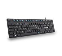 AD ADVANCE Workmate: teclado con cable AZERTY de 105 teclas/teclas silenciosas/altura ajustable/cable USB 1,45 M/PC, portátil, ordenador, Windows, Mac OS - negro
