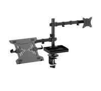 AD Advance - XTENDMOUNTS Flex, Soporte para Pantalla de PC de 17" a 32", Bandeja para Portátil, VESA 75x75 y 100x100, Altura e Inclinación Ajustables, Almacenamiento para Tableta y Soporte Teléfono