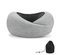 AD-BCrbgen Almohada de Viaje for Adultos, Espuma viscoelástica for Soporte Cervical de 360° con Funda Lavable for máxima Comodidad.(Light Gray Velcro)