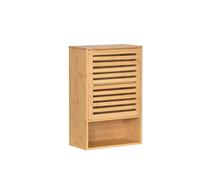 AD.CON Armario colgante de bambú para baño, armario con puertas, estantes abiertos, mueble de baño sobre lavabo, inodoro, armario de almacenamiento 60 x 40 x 20 cm natural