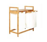 AD.CON Cesta de lavandería de bambú estante de baño cesta de ropa de bambú bolsa de lavandería estante de baño clasificador de ropa 63x33x74 cm Blanco