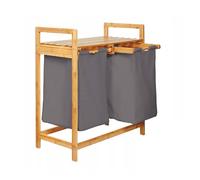 AD.CON Cesta de lavandería de bambú estante de baño cesta de ropa de bambú bolsa de lavandería estante de baño clasificador de ropa 63x33x74 cm Gris oscuro