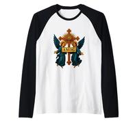 Ad Maiorem Dei Gloriam IHS Christogram Católico Latín Camiseta Manga Raglan