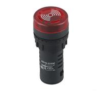 AD16-22SM Alarma de sonido y luz, AC/DC 12V 24V 220V zumbador flash con indicador LED rojo, luz de señal de 22mm para alertas industriales (AC/DC 12V)