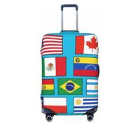 ADAhgu Banderas de varios países con estampado de moda para maleta, protector de equipaje personalizado para viajes y negocios, Black, L