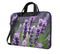 ADAhgu Bolsa protectora para laptop, ligera y versátil con estampado de flores y lavanda morada, para el trabajo y viajes, Black, 14 inch