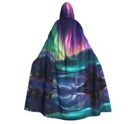 Adahgu Capa con capucha con estampado de auroras boreales oscuras para adultos, carnaval, fiesta de máscaras, cosplay, accesorio de disfraces