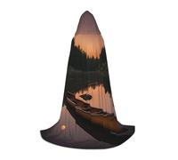 ADAhgu Capa con capucha de canoa iluminada por la luna con estampado de río Allagash, carnaval, unisex, cosplay, festivales, celebraciones, uso al aire libre