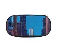 ADAhgu Chicago Night - Estuche para lápices con estampado de noche para escuela, estudiantes, viajes, oficina, papelería, organizador de maquillaje, Black, Talla única, Organizador de bolsas