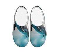 ADAhgu Divertidas pantuflas de TPR con estampado de delfín mirando a ti para adultos, lavables para hombres y mujeres, transpirables y acogedoras, zapatos de invierno