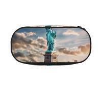 ADAhgu Estatua de la Libertad en NYC - Estuche para lápices, escuela, estudiantes, viajes, oficina, papelería, organizador de maquillaje, Black, Talla única, Organizador de bolsas