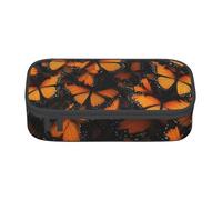 ADAhgu Estuche grande de almacenamiento con estampado de mariposas monarca naranja, estuche para bolígrafos, suministros escolares, viajes, estudiantes, profesionales