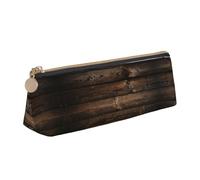 ADAhgu Estuche ligero con estampado de madera marrón versátil y ligero, con cremallera, almacenamiento para bolígrafos, estudiantes escolares
