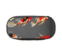 ADAhgu Estuche tradicional con estampado de carpas koi con lunares para escuela, estudiantes, viajes, oficina, papelería, organizador de maquillaje, Black, Talla única, Organizador de bolsas