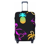 ADAhgu Funda de maleta personalizada con estampado de piña, plátano y flamenco, para viajes y negocios, Black, S