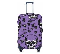 ADAhgu Funda protectora de equipaje personalizada con patrón de terror sobre estampado morado para viajes y negocios, Black, XL