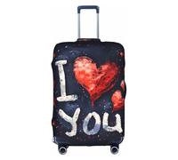 ADAhgu Funda protectora para maleta, lavable, con cremallera oculta, con texto en inglés "I Love You Words with Hearts", White, L